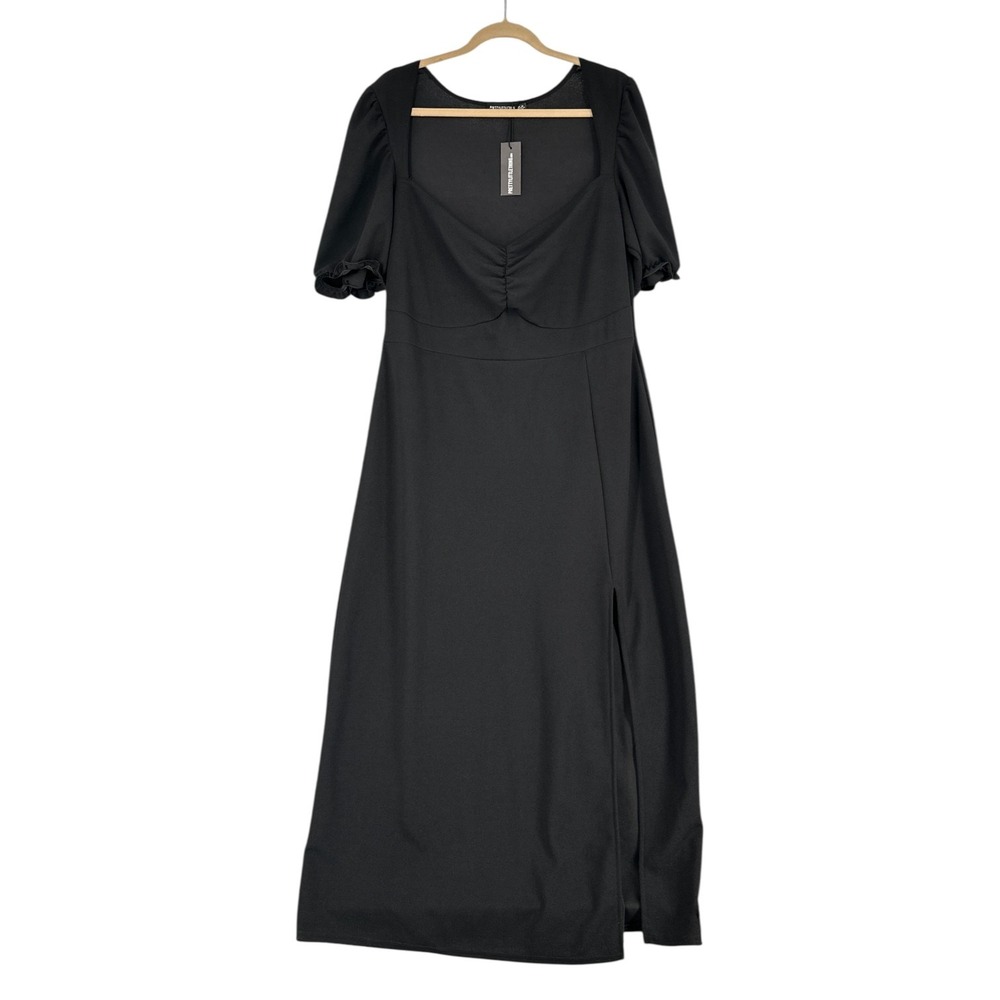 PrettyLittleThing Midi Dress Womens 14 Polyester Spandex Black